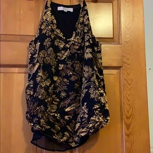 Loft Black and Gold Velvet Floral Tank